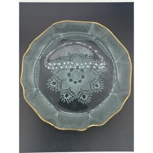 Vintage Crystal Clear Studios Plate Lace Design and Gold 22 K Edges 5.75”